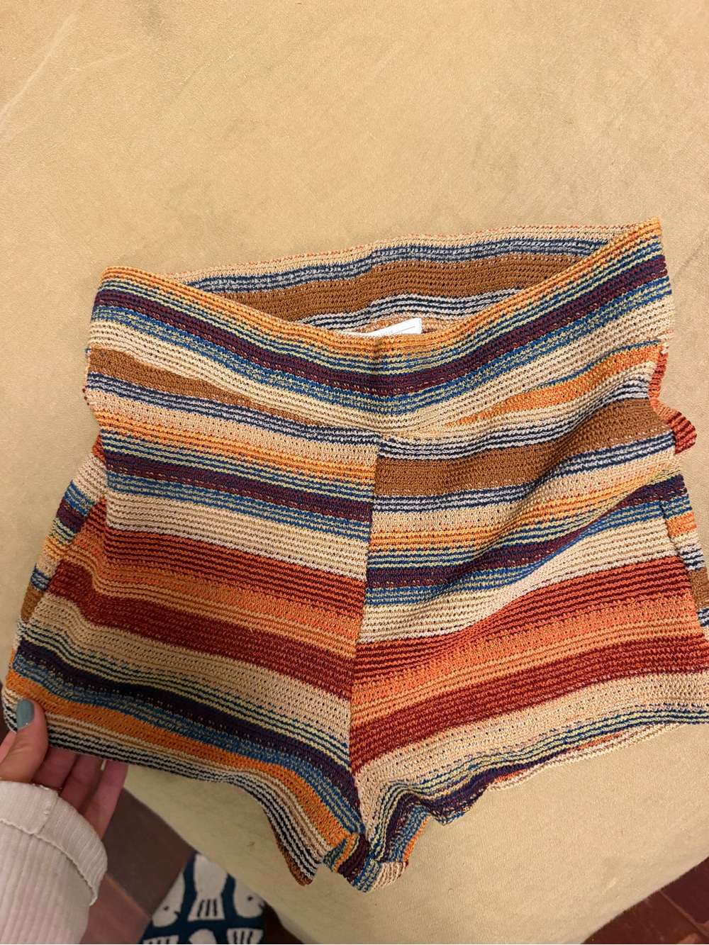 Zara Multicolor Striped High Waist Knit Shorts